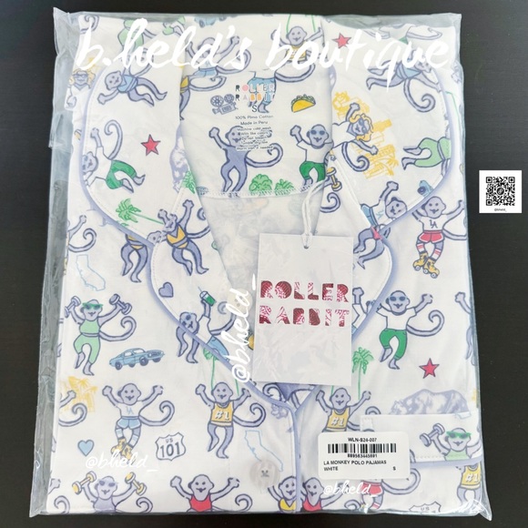 Roller Rabbit LA Monkey Polo Pajamas in White Size Small S Brand New NWT - Picture 12 of 13